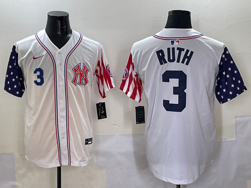 Men 2025 MLB New York Yankees 3 Ruth white jersey style 4